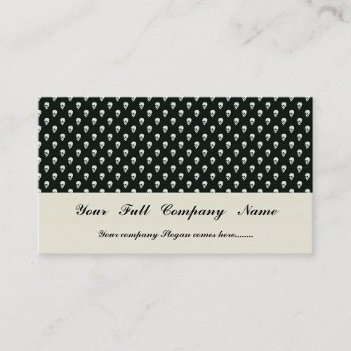 Dangerous white skull on retro black surface business card template