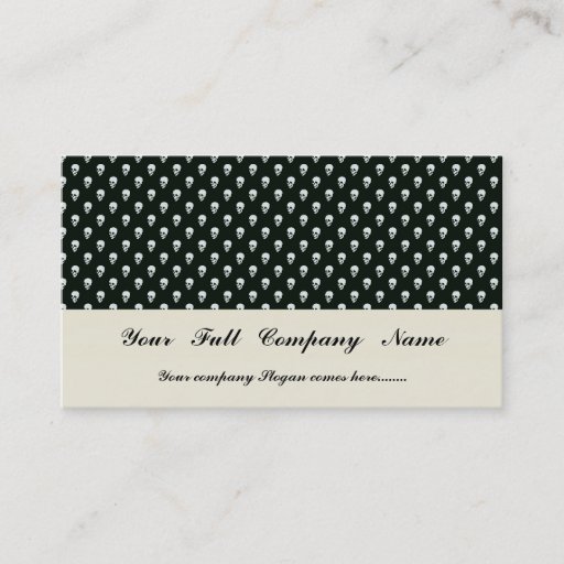 Customizable Dangerous white skull on retro black surface business card template