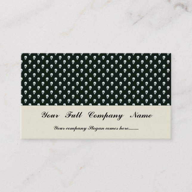 Dangerous white skull on retro black surface business card (Front)