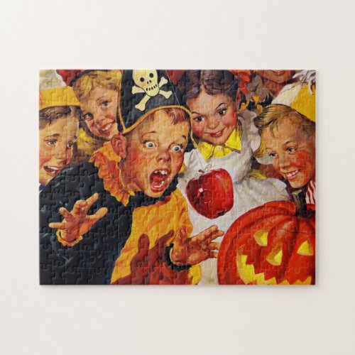 Dangers of Apple Bobbing _ Funny Halloween Jigsaw Jigsaw Puzzle