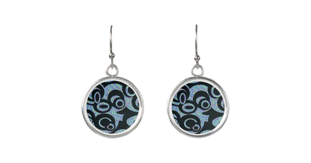 Dangle Earrings With Black and Grey Design | Zazzle