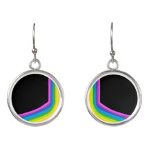 Dangle Earrings With Rainbow and Black Design