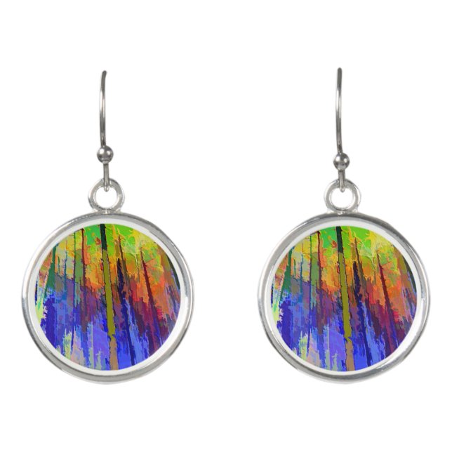 Dangle Silver Plated Abstract Trees Earrings (Front)