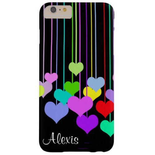 Dangling Hearts on Black Barely There iPhone 6 Plus Case