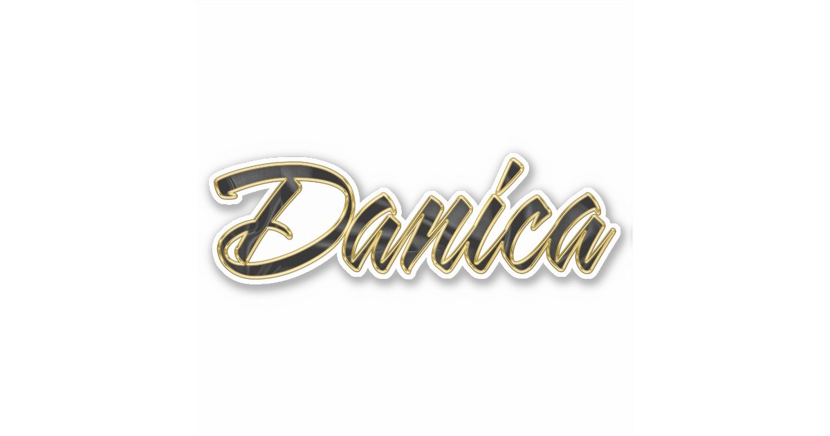 Danica black gold lettering Sticker | Zazzle