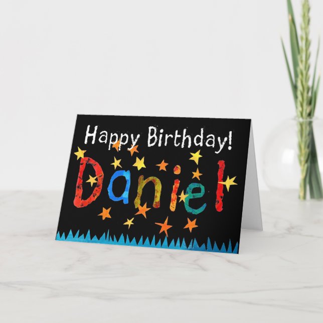 'Daniel' Birthday Card (black) (Front)