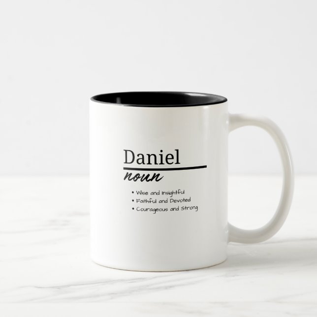 Daniel, Boy Personalized Name Definition Two-Tone Coffee Mug (Right)