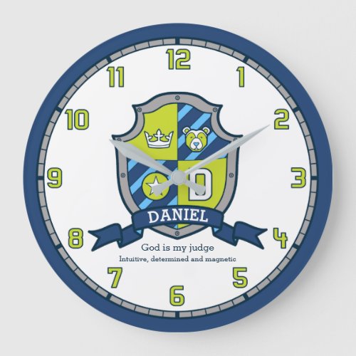 Daniel boys name meaning green blue bear shield large clock