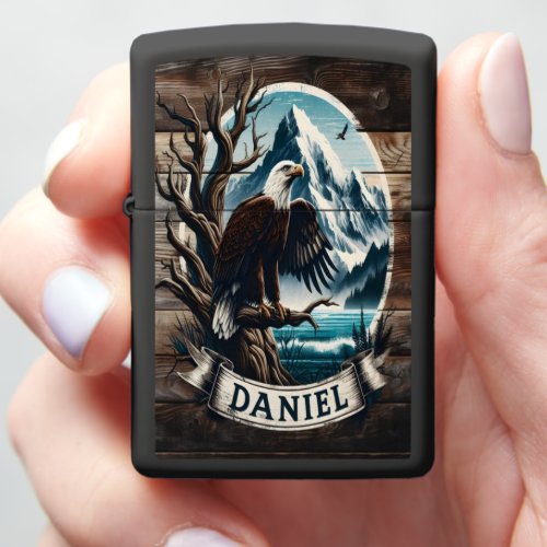 Daniel Eagle Soaring Over Mountain Lake Zippo Lighter