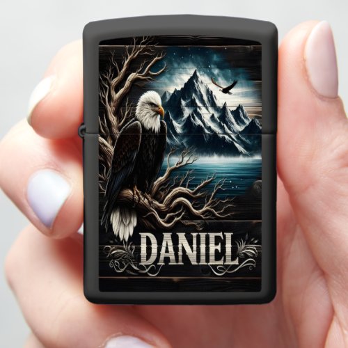 Daniel Eagle Watches Over Mountain Lake Zippo Lighter