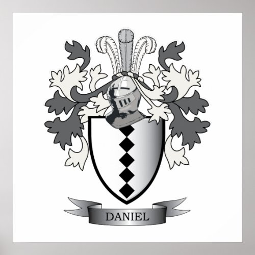 Daniel Family Crest Coat of Arms Poster