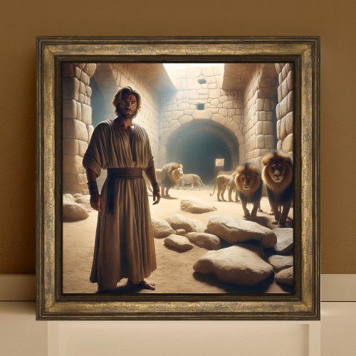 Daniel in the Lion Den Christian Bible Art Poster