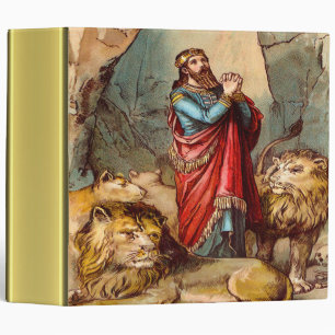 Daniel in the lion`s den gold foil texture 3 ring binder