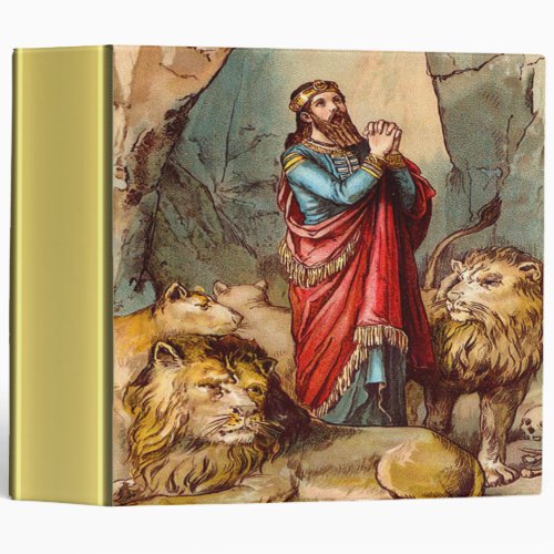 Daniel in the lions den gold foil texture 3 ring binder