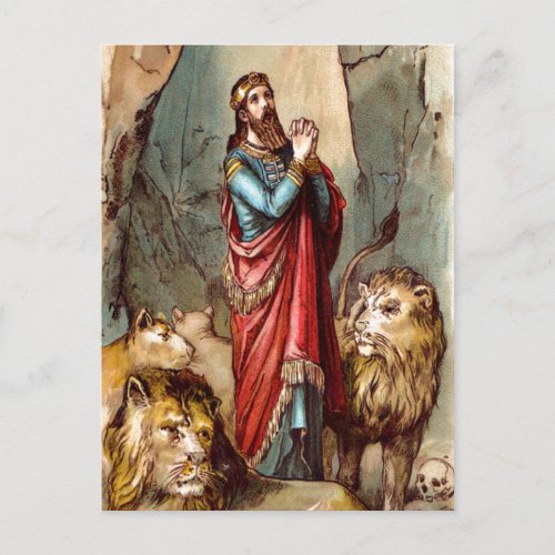Daniel in the lions den postcard