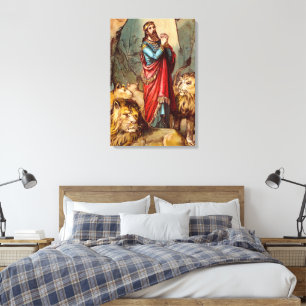 Daniel in the lion`s den Wrapped Canvas Print