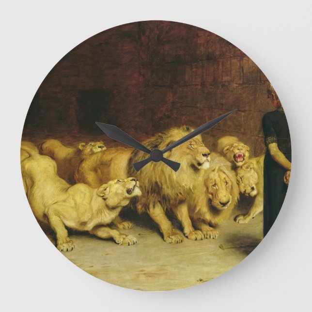 Daniel in the Lions' Den, 1872 by Briton Riviere Large Clock (Front)