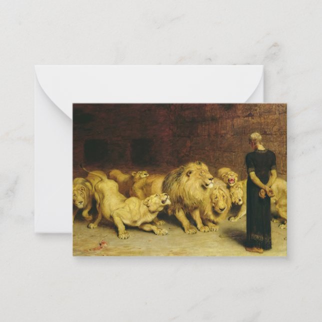 Daniel in the Lions' Den, 1872 by Briton Riviere Note Card (Front)