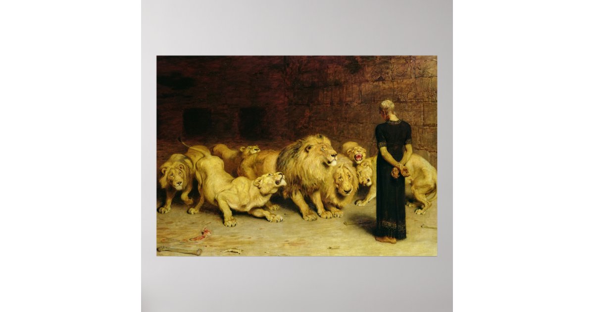 Daniel In The Lions Den 1872 By Briton Riviere Poster Painting Canvas Wall Art