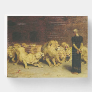 Daniel in the Lions' Den, 1872 by Briton Riviere Wooden Box Sign