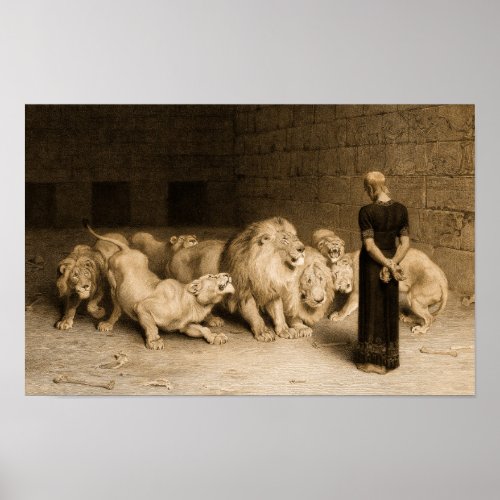 Daniel in the Lions Den 1875 by Briton Riviere Poster