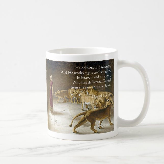Daniel in the Lion's Den Bible Art Scripture Coffee Mug (Right)