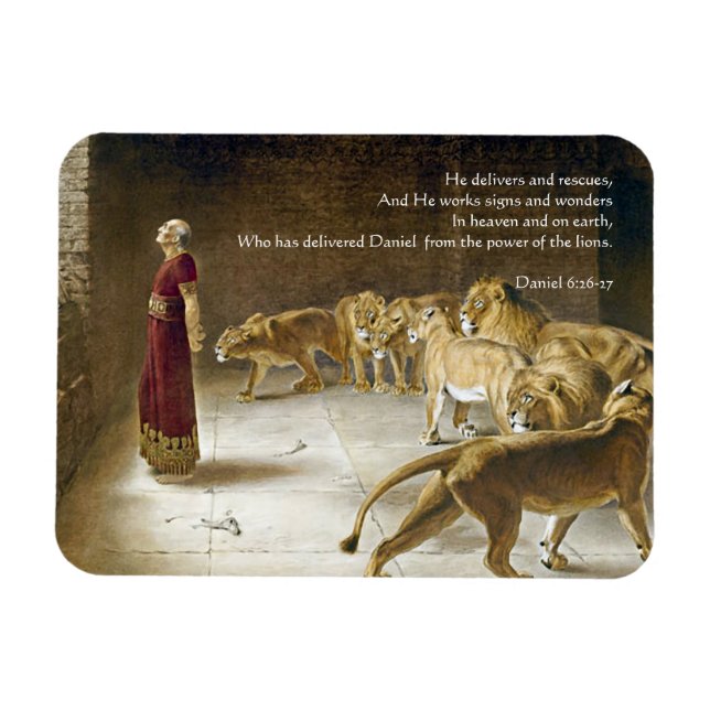 Daniel in the Lion's Den Bible Art Scripture Magnet (Horizontal)