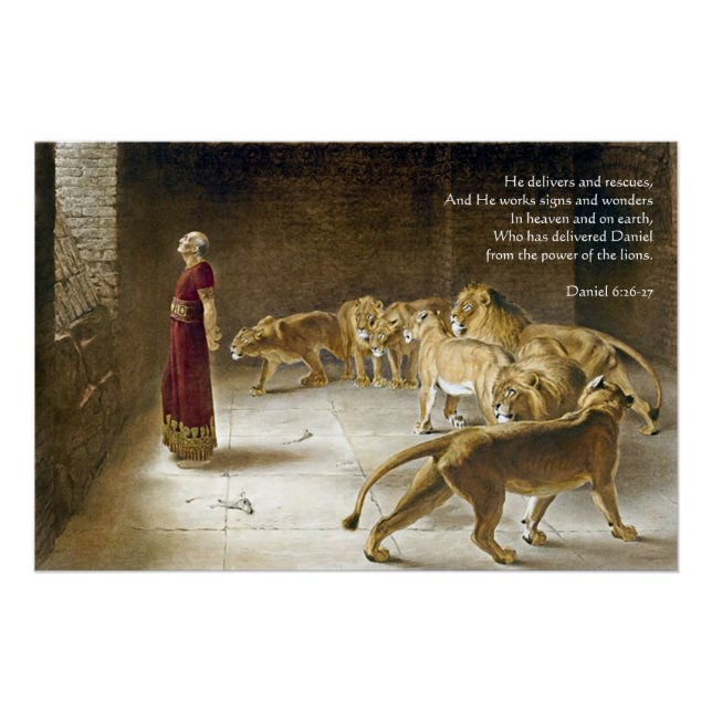 Daniel in the Lion's Den Bible Art Scripture Poster (Front)
