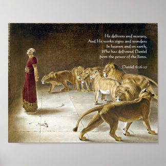 Daniel in the Lion's Den Bible Verse Art Scripture Poster
