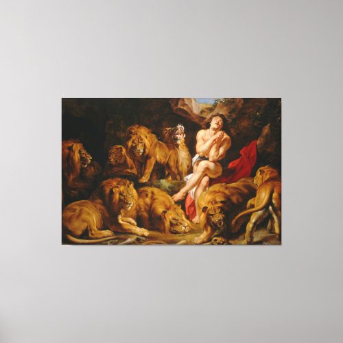 Daniel in the Lions Den by Peter P Rubens 1614 Canvas Print