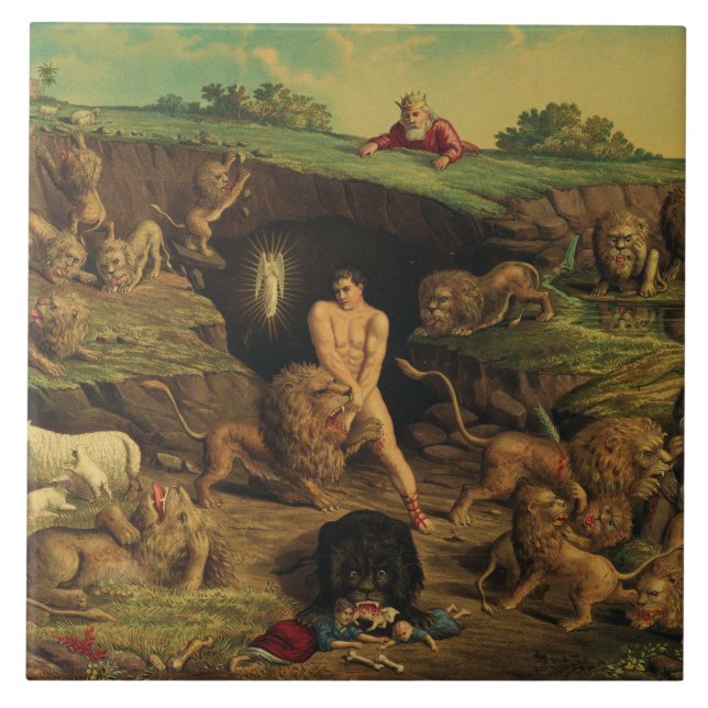Daniel in the Lions' Den Ceramic Tile (Front)