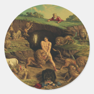 Daniel in the Lions' Den Classic Round Sticker