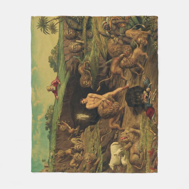 Daniel in the Lions' Den Fleece Blanket (Front)