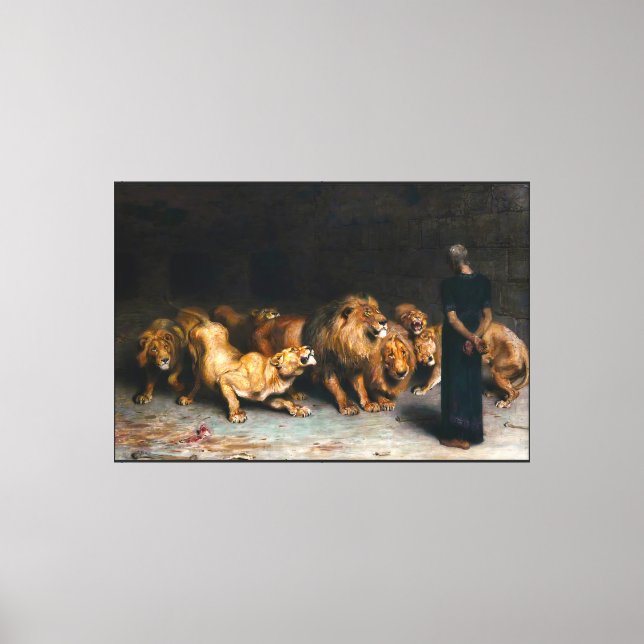Daniel in the Lions Den Framed Canvas Wall Art (Front)