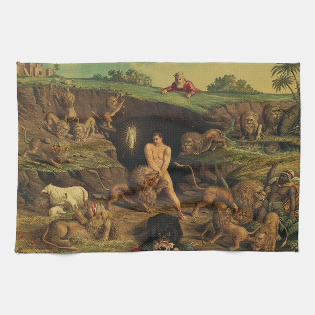 Daniel in the Lions' Den Kitchen Towel (Horizontal)