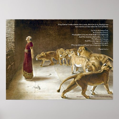 Daniel in the Lions Den wBible Verse Art Print