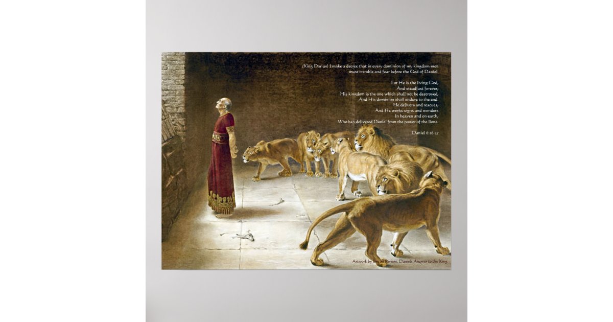 Daniel in the Lion's Den w/Bible Verse Art Print | Zazzle.com