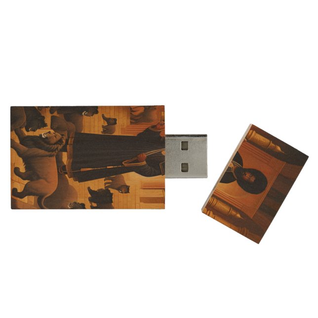 Daniel in the Lions Den Wooden Flash Drive (Opened)
