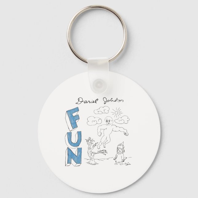 Daniel Johnston Fun Drawing Sticker  Keychain (Front)