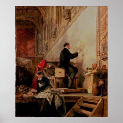 Daniel Maclise  painting his mural Poster