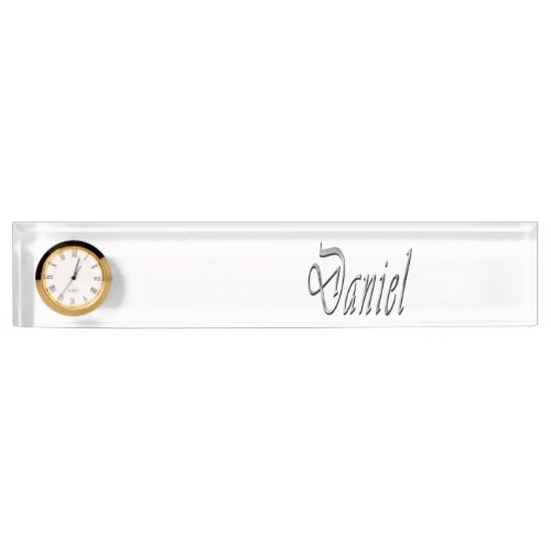 Daniel Name Logo Desk Nameplate With Clock