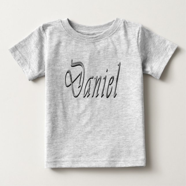 Daniel, Name, Logo, Baby's Grey T-shirt (Front)