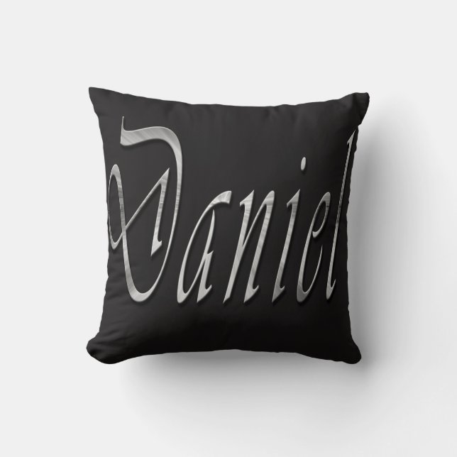 Daniel, Name, Logo, Black Throw Cushion (Front)