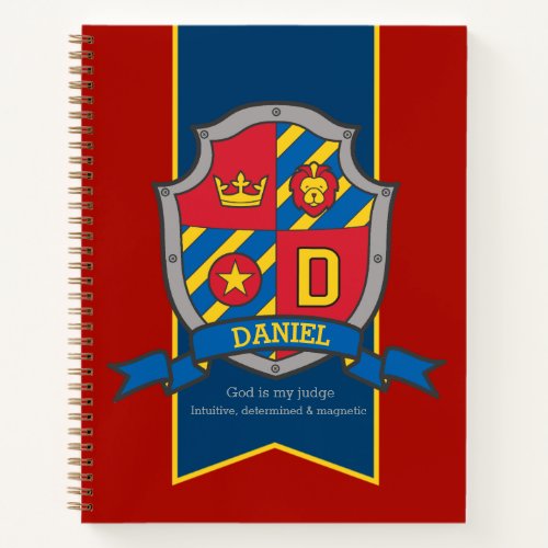 Daniel name meaning crest red blue  notebook