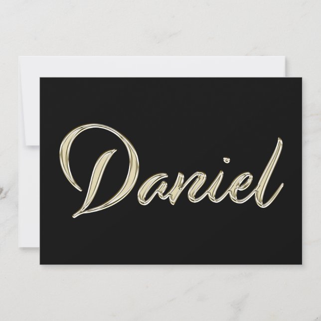 Daniel Name white gold Handwriting Card (Front)