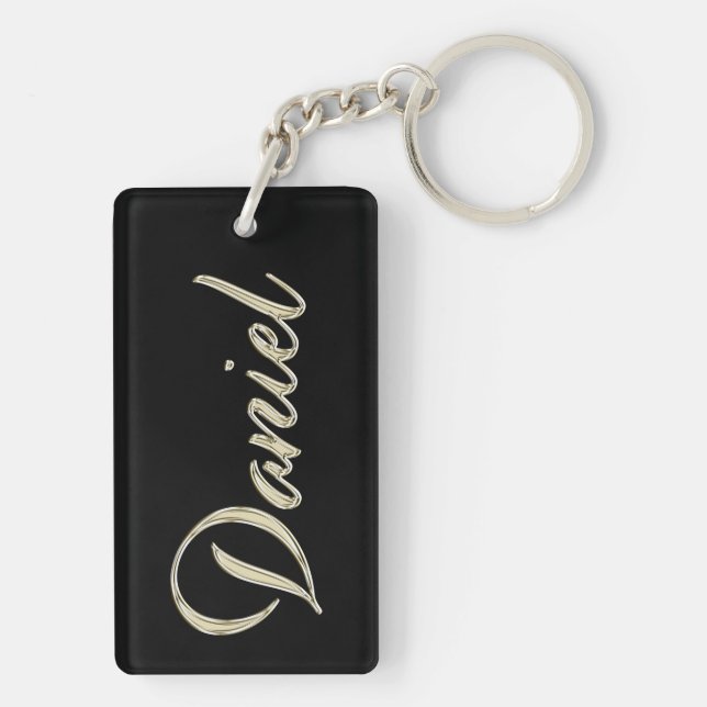 Daniel Name whitegold key trailer Keychain (Back)