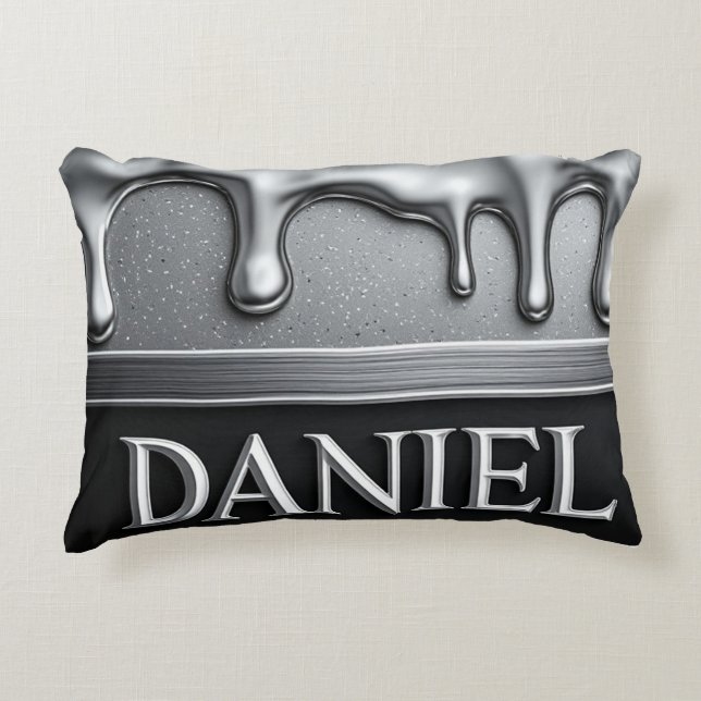 Daniel Name with Dripping Liquid Metal  Accent Pillow (Front)