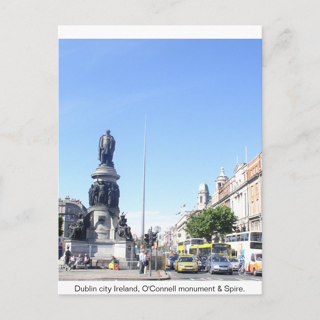 Daniel O'Connell Monument image & amp; Dublin Spire postcard