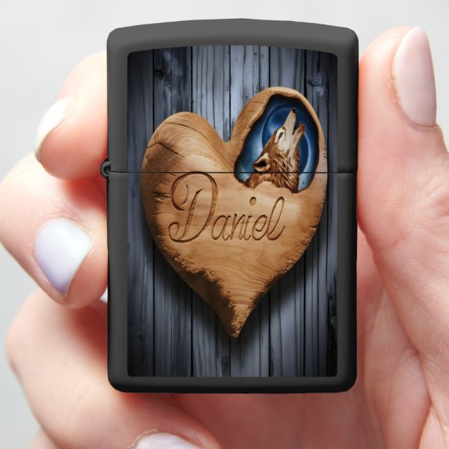 Daniel Wolf Howling Heart Zippo Lighter (In Hand)