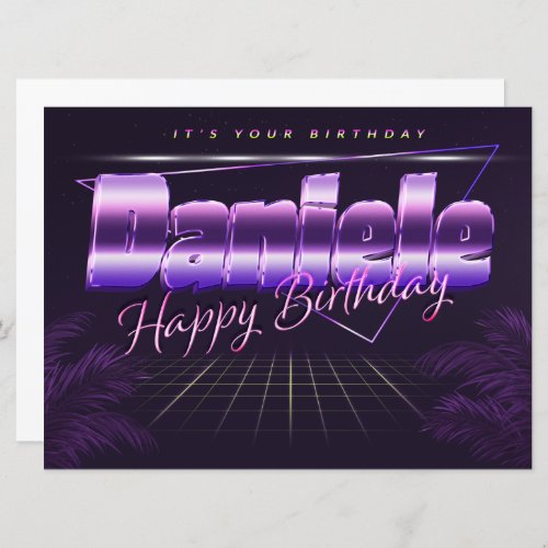 Daniele Name First name lila retro card Birthday